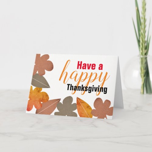 Burlap Leaf Happy Thanksgiving Card