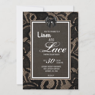 Burlap, Linen and lace wedding custom Invitation