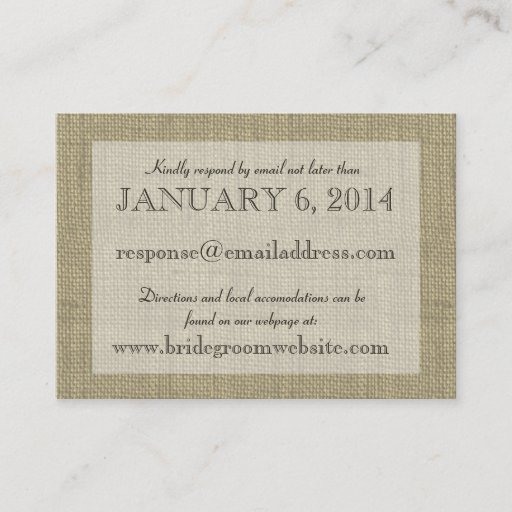 Customizable Burlap Look Insert card Business Card