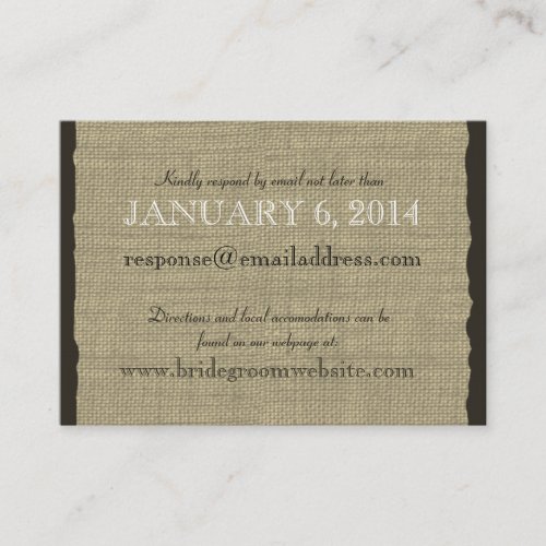 Burlap Look Insert card Business Card
