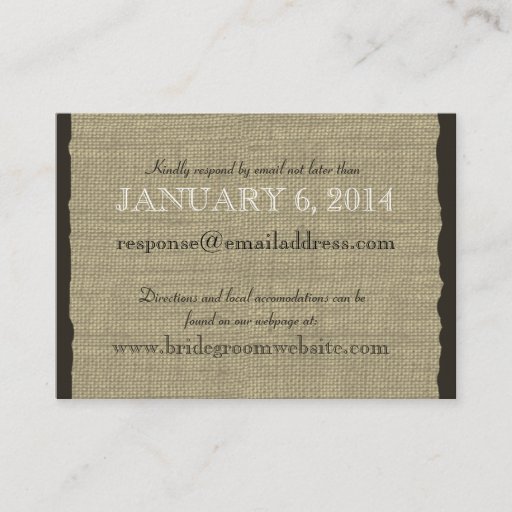 Customizable Burlap Look Insert card Business Card