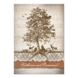 burlap love tree rustic country wedding invite 5