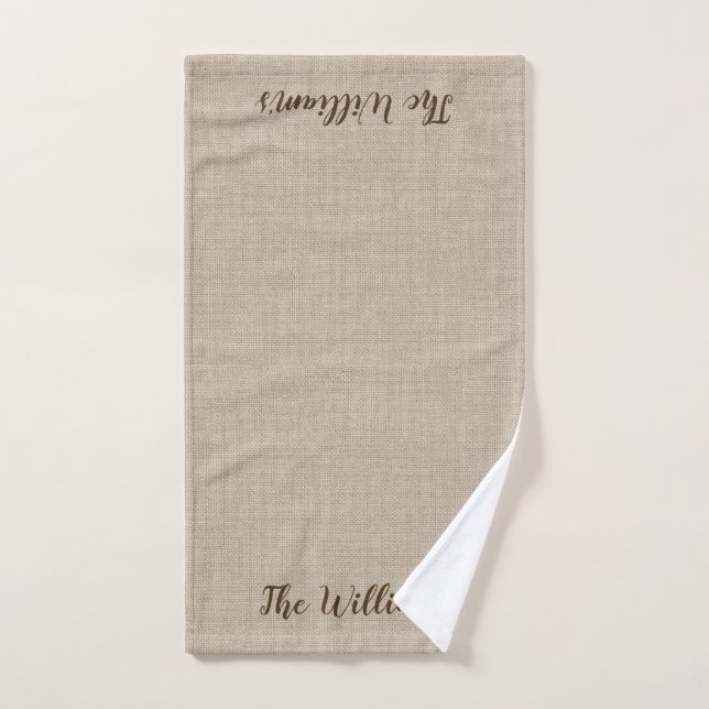 Burlap Monogrammed Hand Towel (Hand Towel)