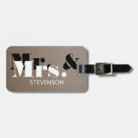 Burlap Mr and Mrs travel luggage tag for newlyweds