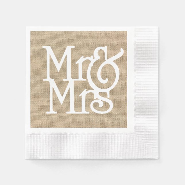 Burlap Mr. & Mrs. Paper Napkins (Front)