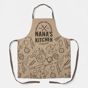 Burlap Nana Kitchen Grandmas Birthday Gift Baking Apron