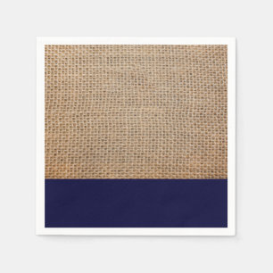Burlap & Navy Blue Paper Napkins
