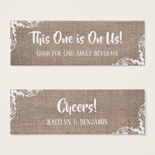 Burlap  Ornate Corners w Script Drink Tickets