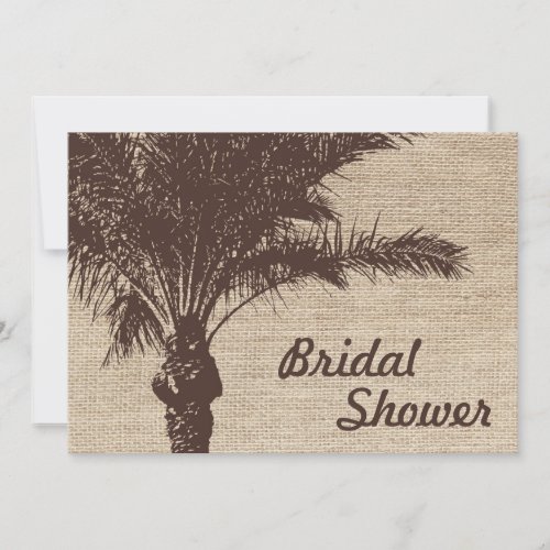 Burlap Palm Tree Brown Bridal Shower Invitations