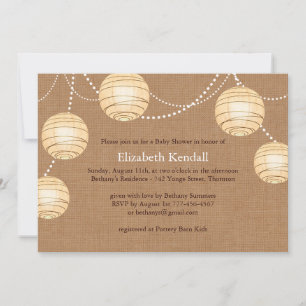 Burlap Party Lantern Baby Shower Invitation