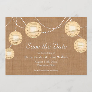Burlap Party Lanterns Save the Date Invitation