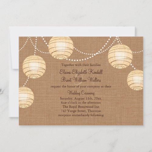 Burlap Party Lanterns Wedding Invitation