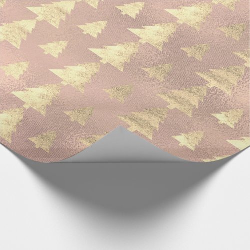 Burlap Pink Cottage Gold Grunge Christmas Tree Wrapping Paper