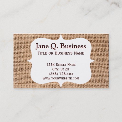 Customizable Burlap Print Business Card Templates
