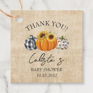 Burlap Pumpkin & Sunflower Baby Shower Thank You Favor Tags