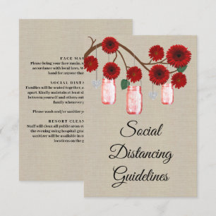 Burlap Red Floral Mason Jar Safety Measures Enclosure Card