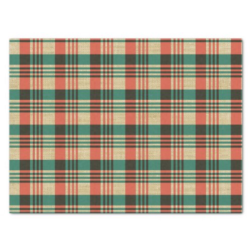 Burlap Red Green Plaid Christmas Tissue Paper