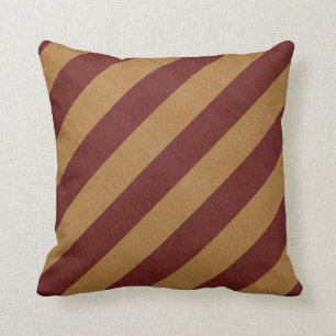 Burlap Red & Tan Stripes Throw Pillow