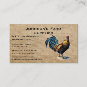 Burlap Roster Farm Supply Store Business Card