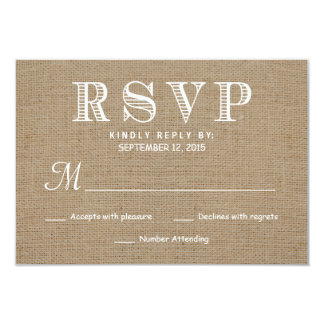 Burlap RSVP Rustic Typography Wedding Reply Card