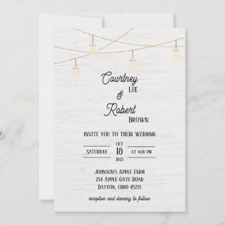 Burlap Rustic Jar Wedding Invitation