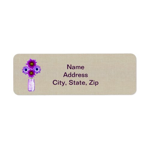 Burlap Rustic Purple Mason Jar Address Labels