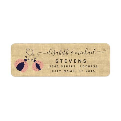 Burlap rustic romantic ladybugs in love wedding la label