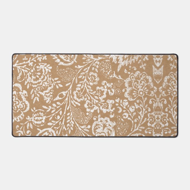 Burlap Rustic Wedding Kraft Lace Photo Image Desk Mat (Front)