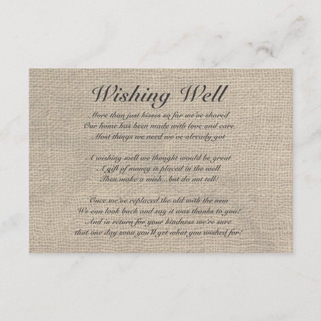 Burlap Rustic Wishing Well Card (Front)
