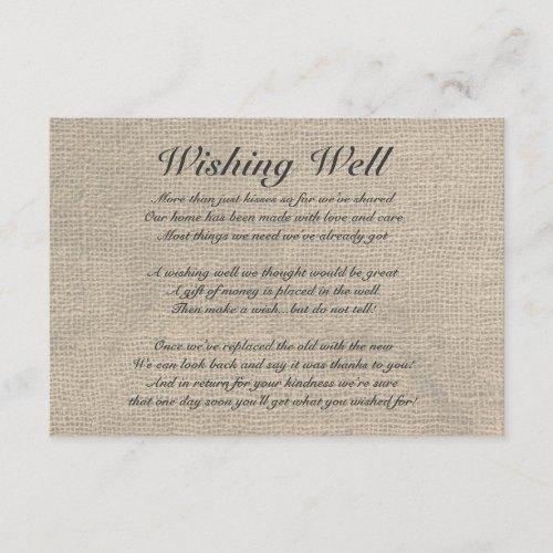 Burlap Rustic Wishing Well Card
