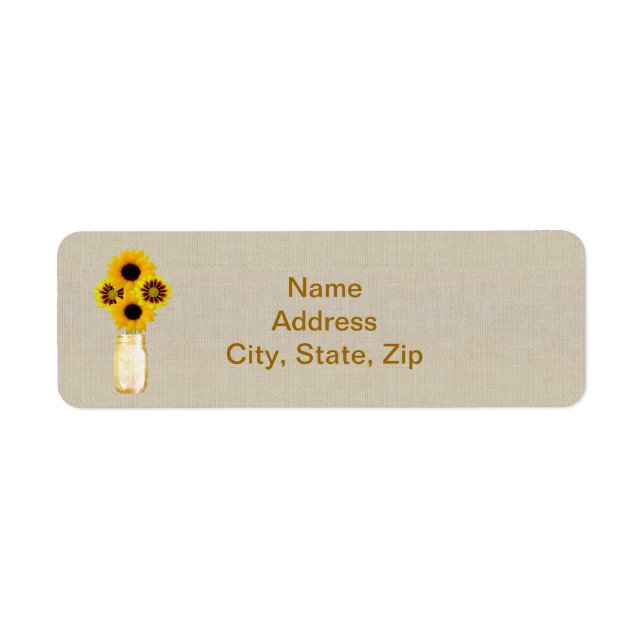 Burlap Rustic Yellow Mason Jar Address Labels (Front)
