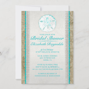 Burlap Sand Dollar Bridal Shower Invitations