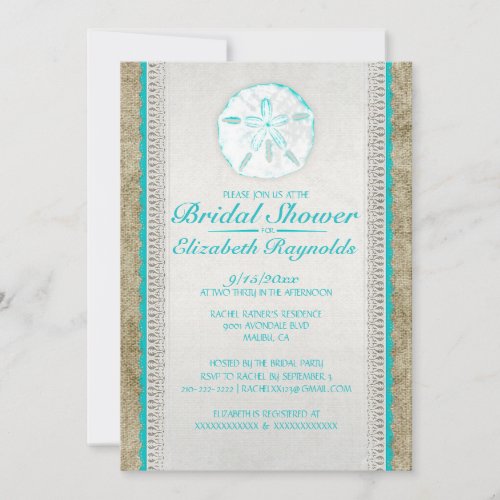 Burlap Sand Dollar Bridal Shower Invitations