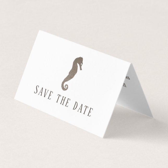 Burlap Seahorse, Photo Save The Date Card (Front)