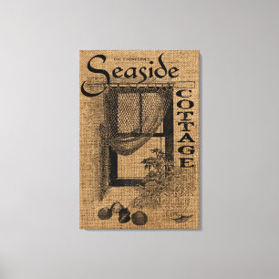 Burlap Seaside Cottage Canvas Print