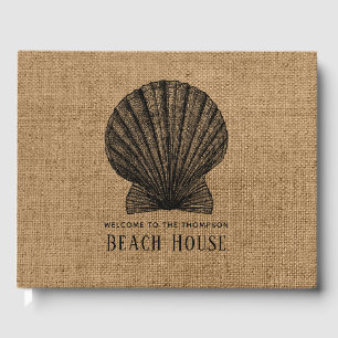 Burlap Shell Beach House Guest Book