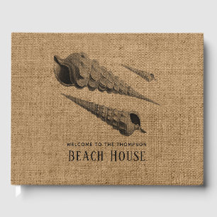 Burlap Shells Family Beach House Guest Book