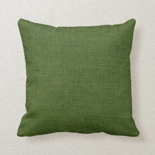Burlap Simple Dark Green Throw Pillow
