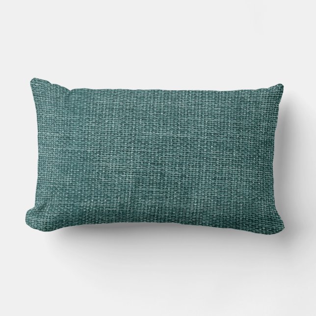 Burlap Simple Teal Lumbar Pillow (Front)