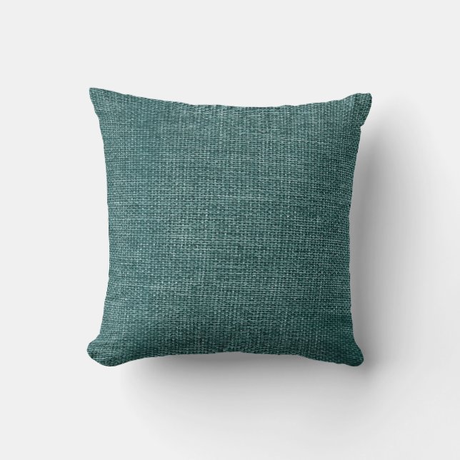 Burlap Simple Teal Throw Pillow (Front)
