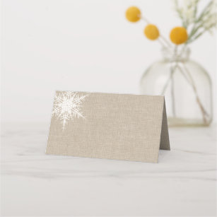 Burlap Snowflake Folded Place Cards