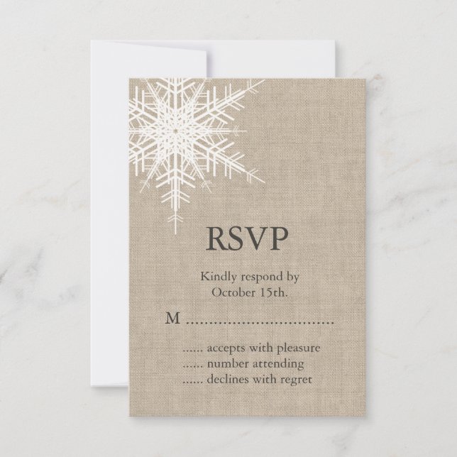 Burlap Snowflake RSVP (Front)