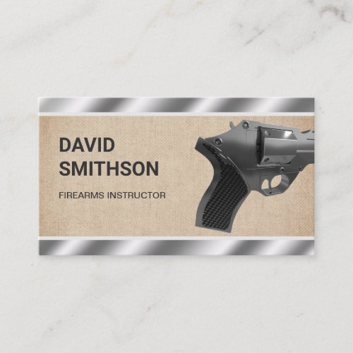 Burlap Steel Revolver Gun Shop Gunsmith Firearms Business Card