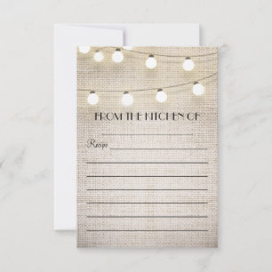 burlap string lights rustic recipe cards
