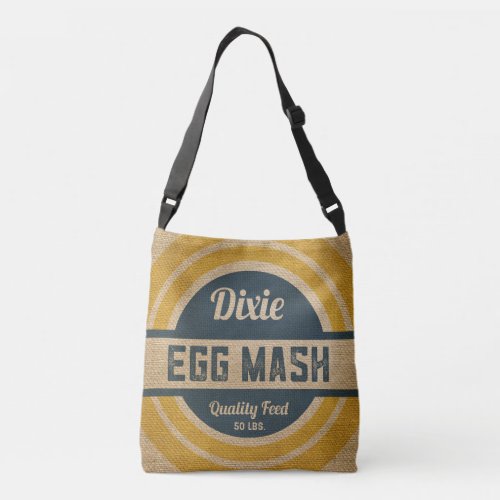 Burlap Style Vintage Feed Sack Egg Mash Crossbody Bag