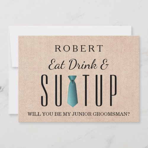 Burlap Suit_up Will you be my groomsman Invitation