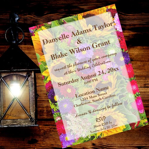 Burlap  Sunflowers Rustic Wedding Invitation