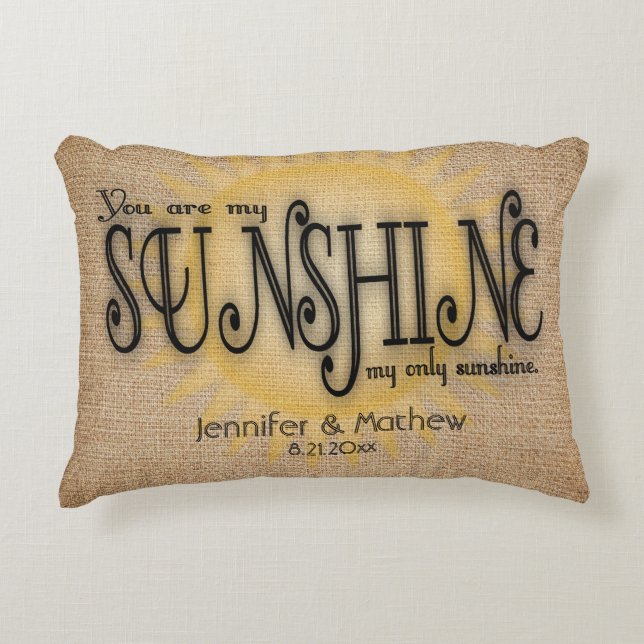 Burlap Sunshine Rustic Wedding Decorative Pillow (Front)