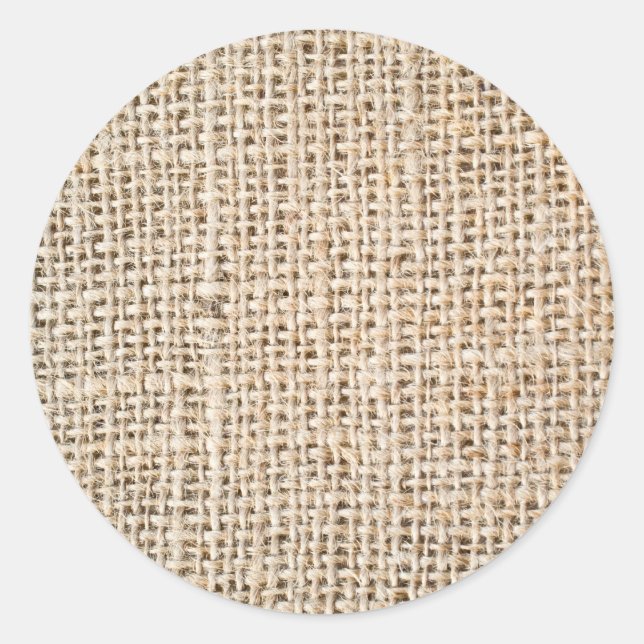 Burlap texture classic round sticker (Front)