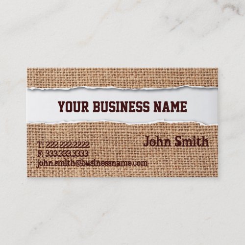 Burlap Texture Ripped Business Card